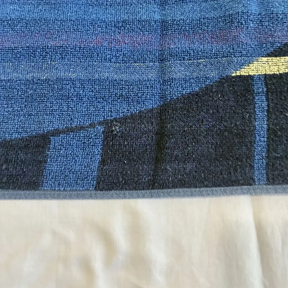 Surfer Girl Beach Towel 27x54 Surfboard Blue Stripes Reversible Navy Blue *READ*